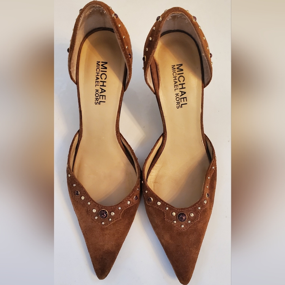 Michael Kors Brown Suede Heels with Embellishments